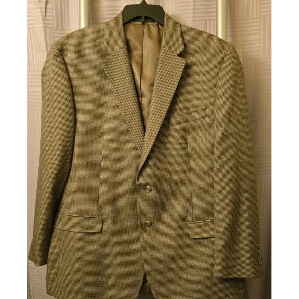 CHAPS Mens 46R Brown Houndstooth Soft Blazer Sport Coat Suit Jacket‎